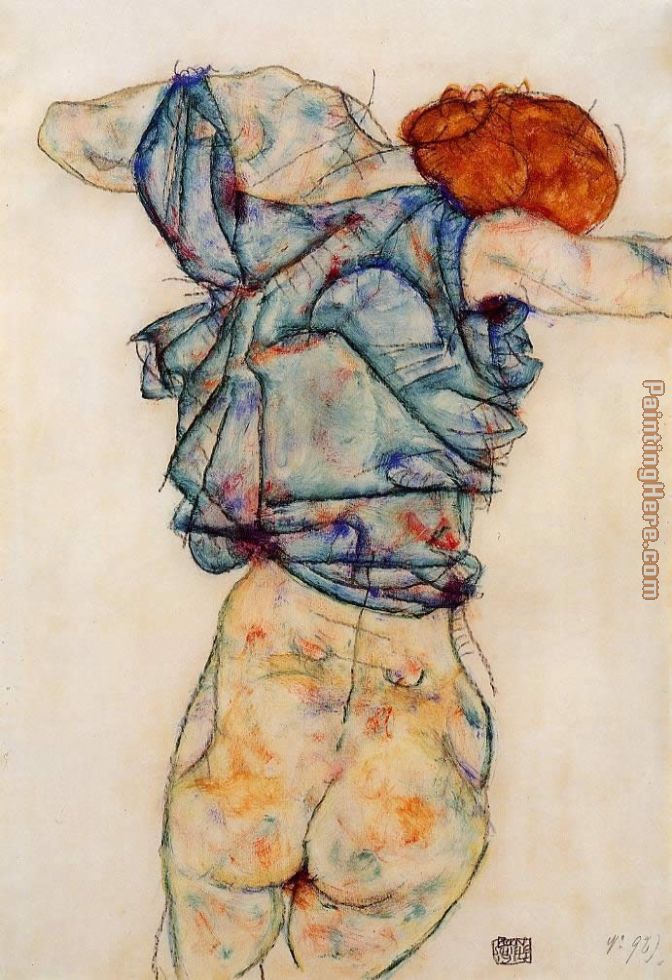 Woman Undressing painting - Egon Schiele Woman Undressing art painting
